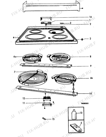 Взрыв-схема плиты (духовки) Husqvarna Electrolux QC608F - Схема узла H10 Hob